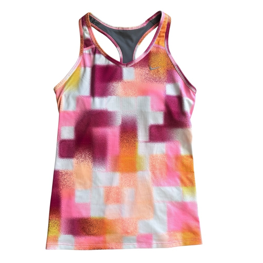 Nike Athletic Tank Top with Built in Bra Small Pink/Orange/White
